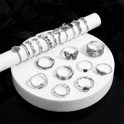 Dark Style Butterfly & Flower Rings,