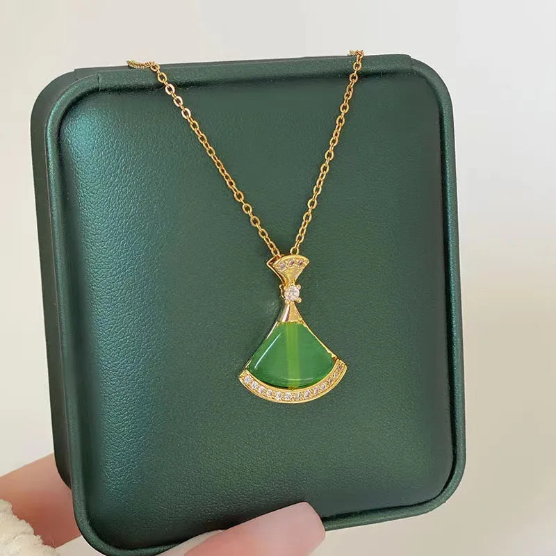 Green Zircon Crystal Pendant
