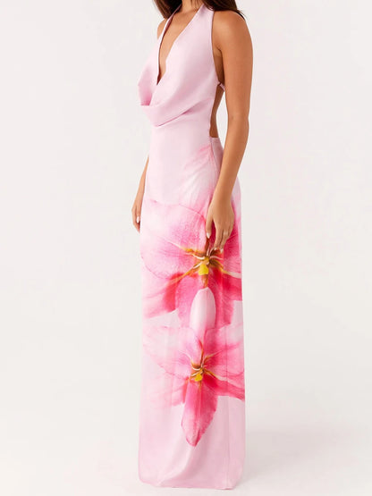 Elegant Floral Sleeveless Maxi Dress