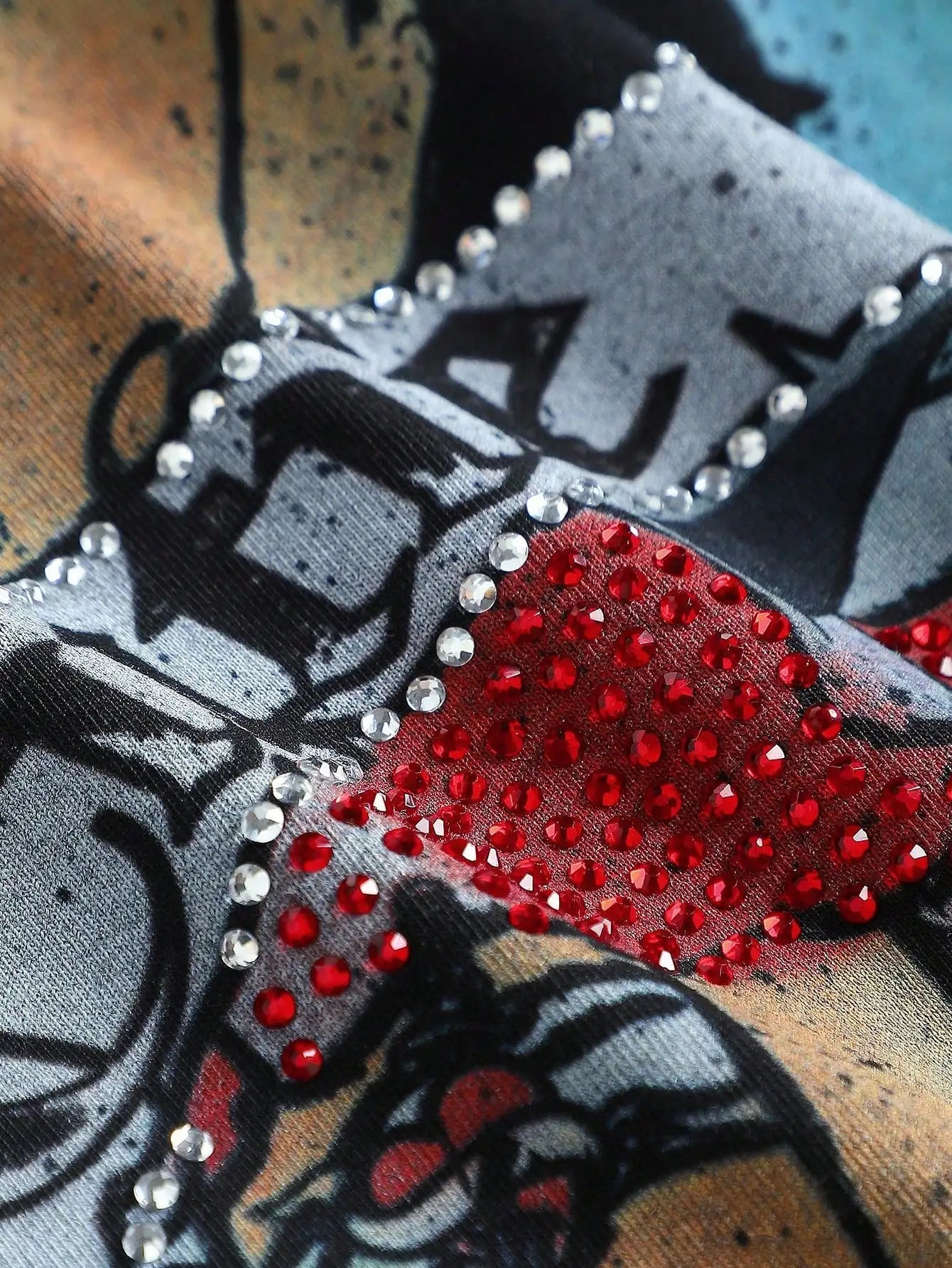 Cartoon Graphic Rhinestone Lace Dress