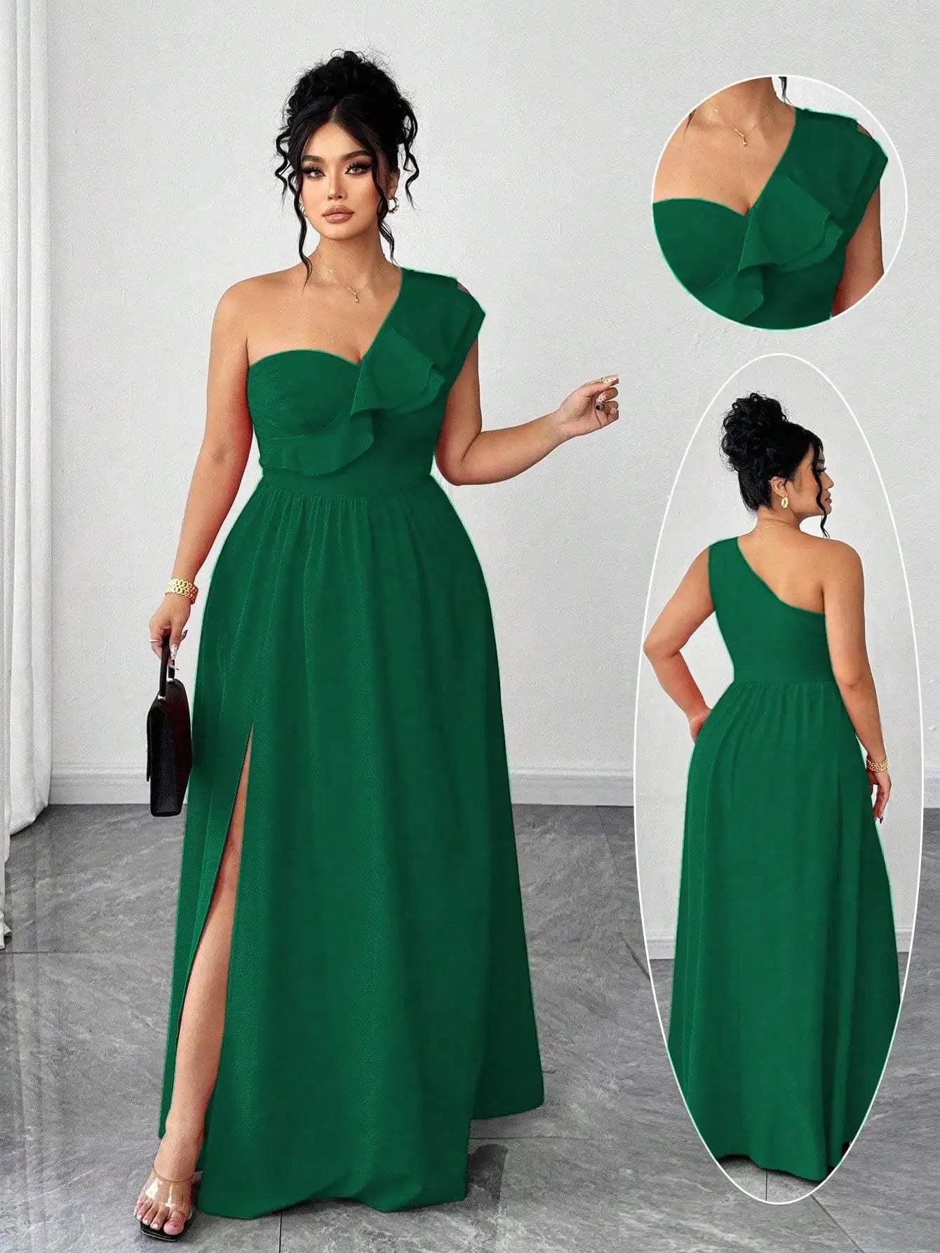 One-Shoulder Ruffle Maxi Dress