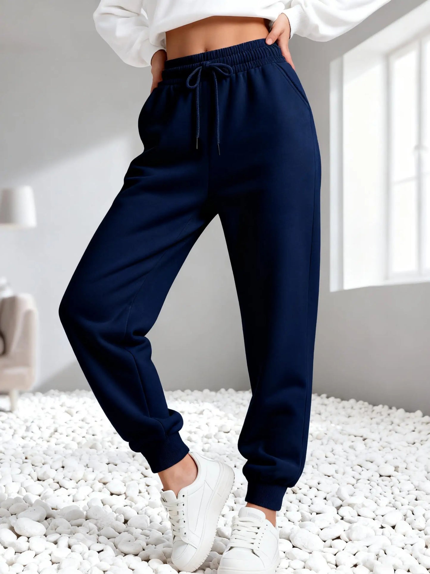 Womens Solid Color Autumn Sweatpants  Woman All-Match Drawstring Pant Y2K Colorful Jogging Pants Fashion Fleece Sportspants