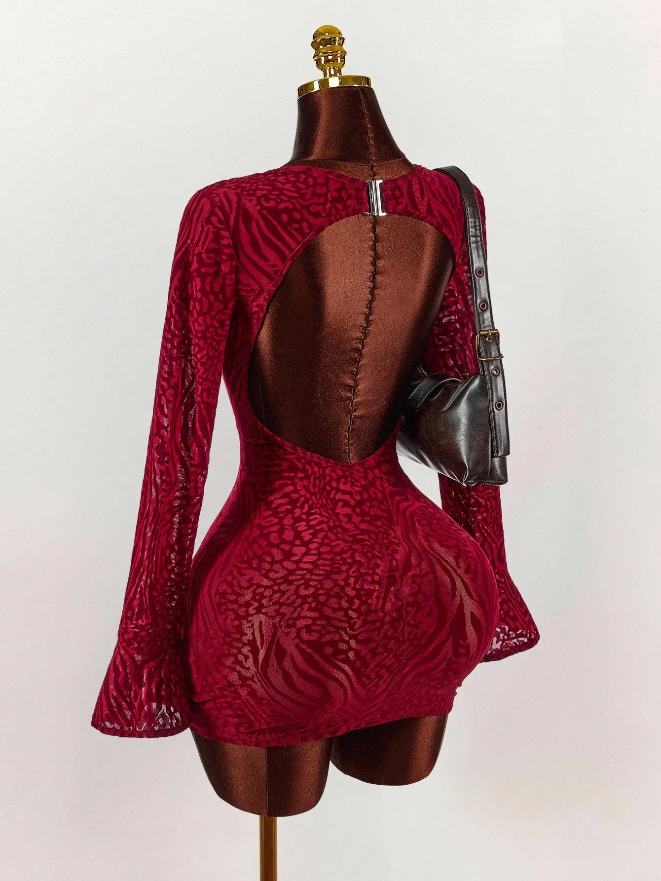 Sequin Elegant Mini Dress, Leopard Print