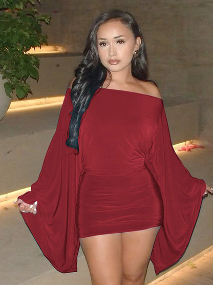 Long Cloak Sleeve Loose Bodycon Mini Dress