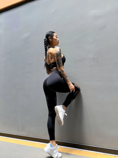 Fishnet Panel High-Waist Butt-Lifting Yoga Leggings