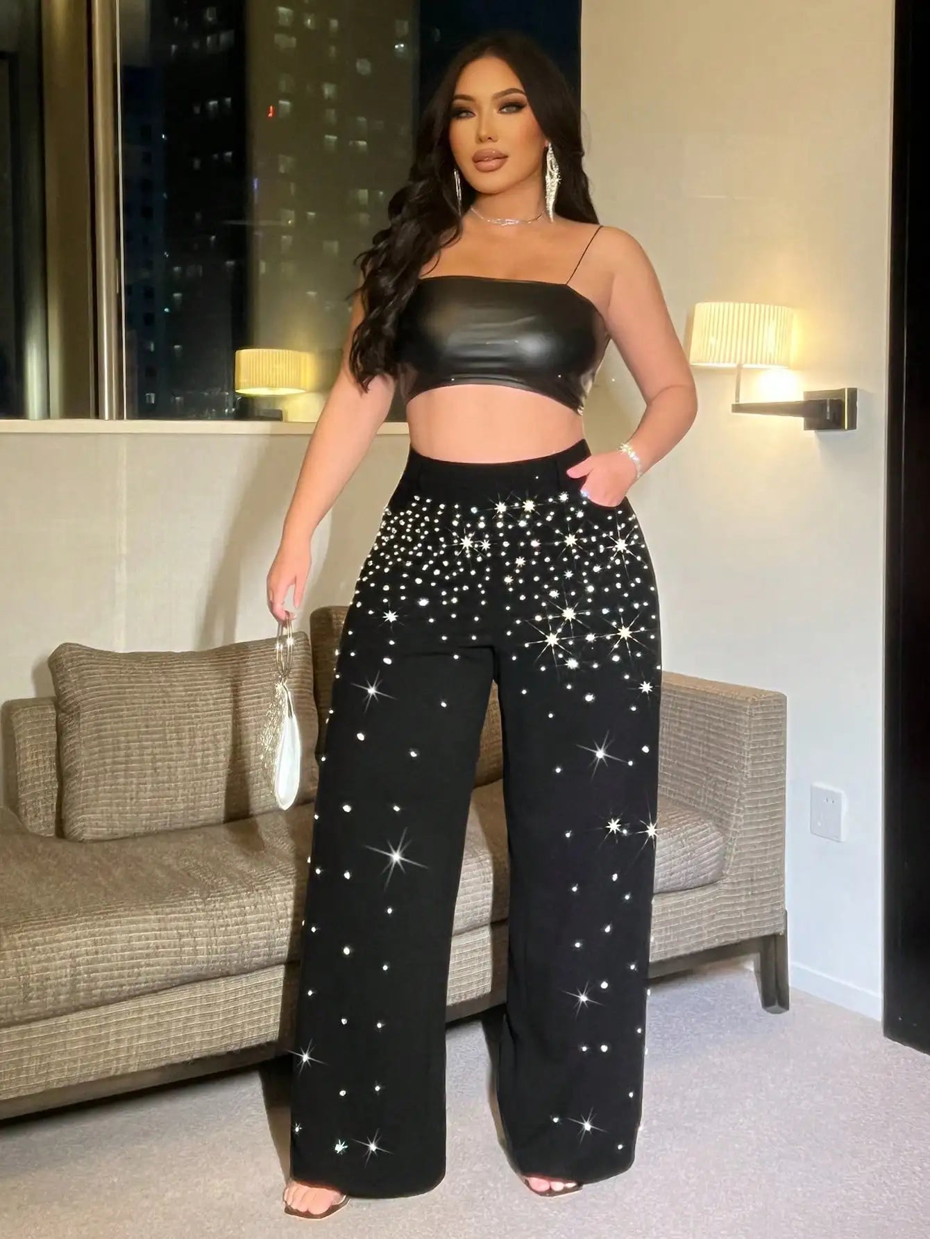 Plus Size Sparkle Gradient Knit Pants