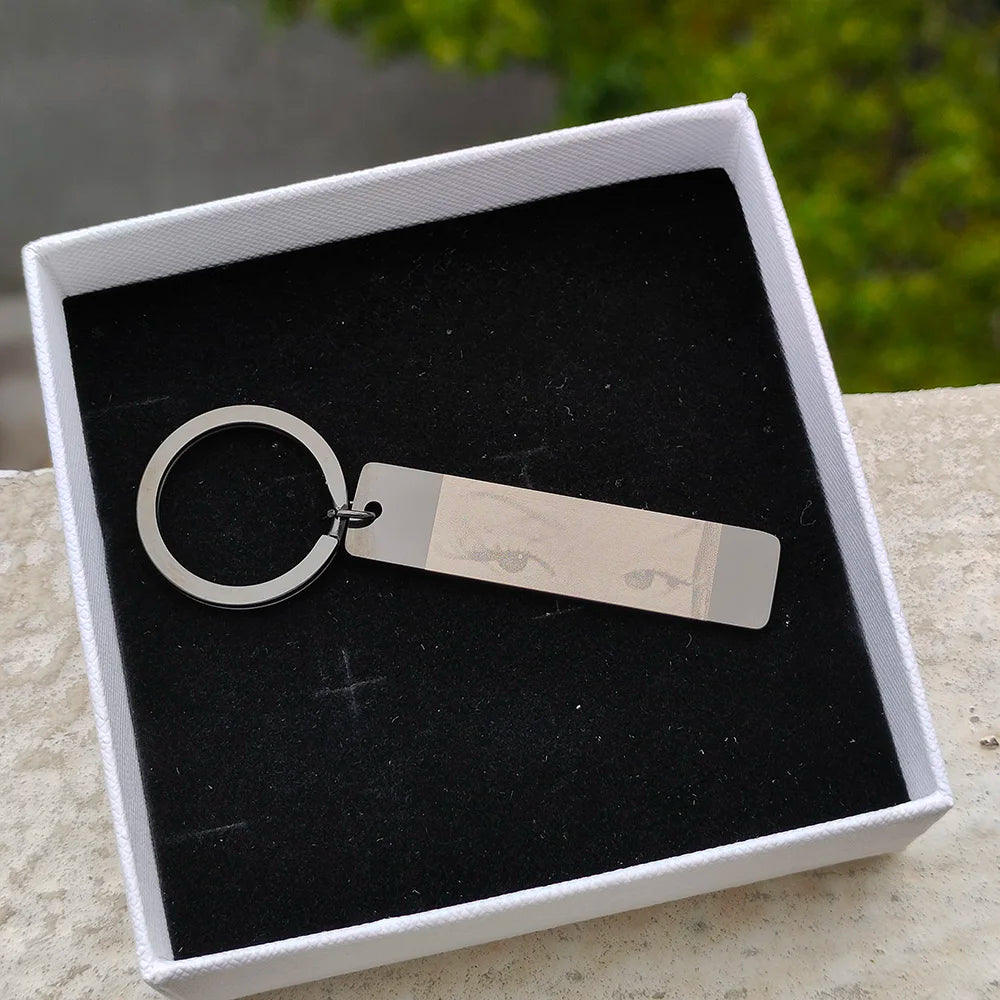 Eyes Photo Key Chain Gold Butterfly