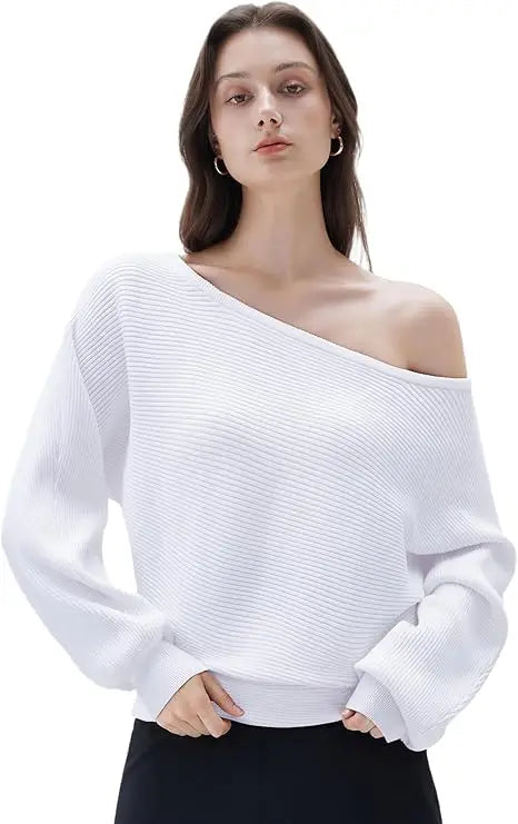 Cashmere Oversized Off Shoulder Pullover Sweaters