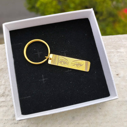 Eyes Photo Key Chain Gold Butterfly