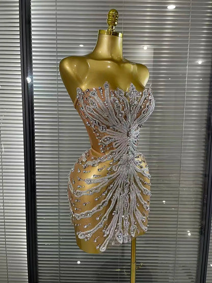 Shining Sequins Sexy Strapless  Mini Dress