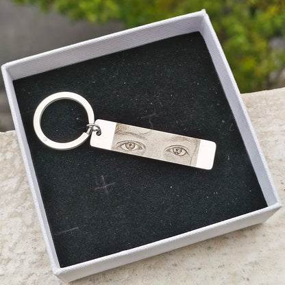 Eyes Photo Key Chain Gold Butterfly