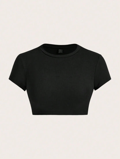 Black Crop Short Sleeve T-Shirt