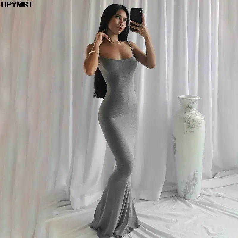Satin Slip Sleeveless Backless Slim Maxi Dress
