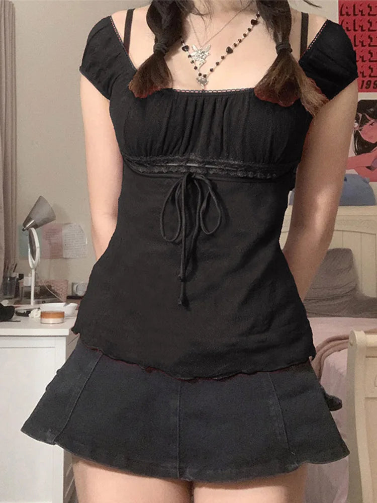 Sweet Lace Women Off Shoulder Tops