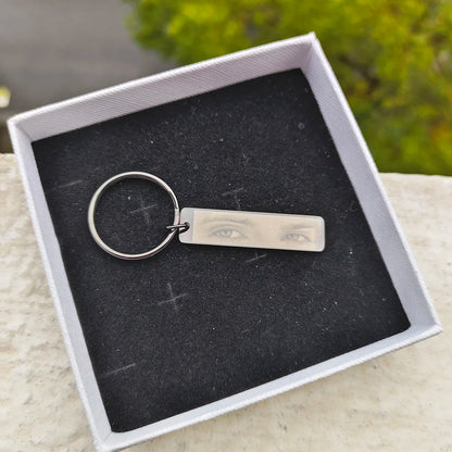 Eyes Photo Key Chain Gold Butterfly