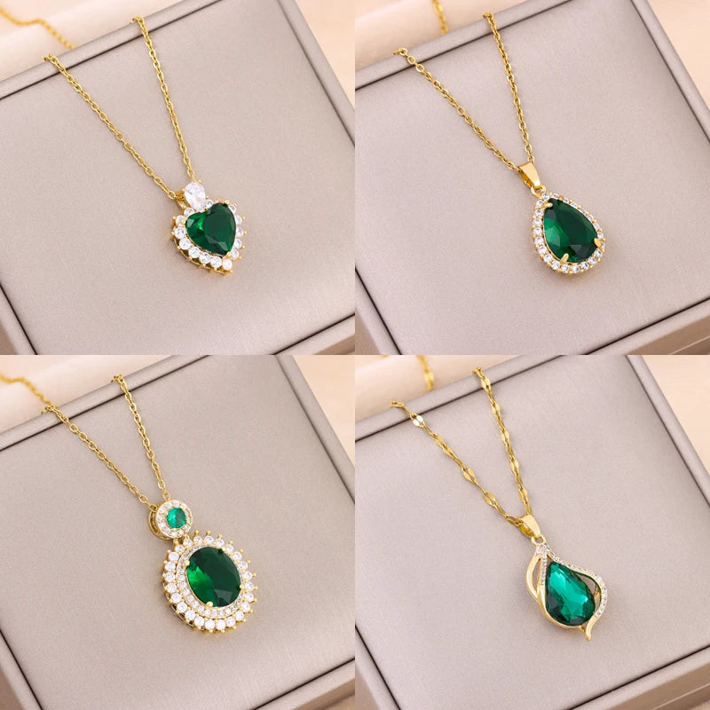 Green Zircon Crystal Pendant