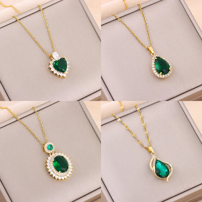 Green Zircon Crystal Pendant