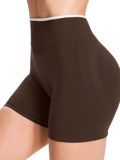 Seamless Color Lock Yoga Shorts, High Waist