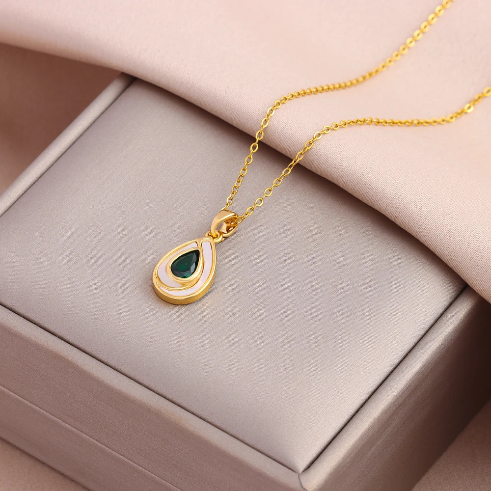 Green Zircon Crystal Pendant