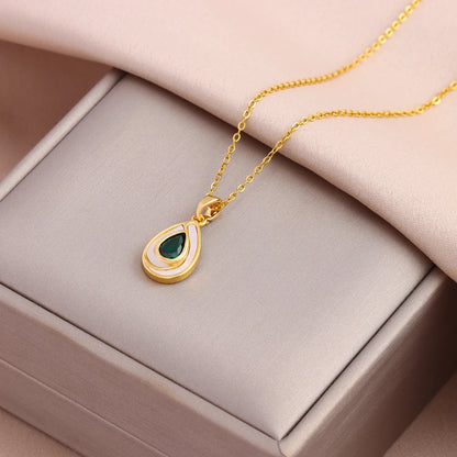 Green Zircon Crystal Pendant