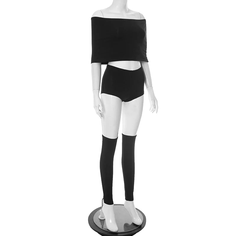 2 Piece Set Women Simple Trend Slash